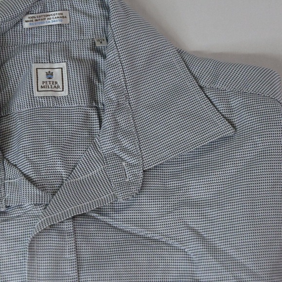 Peter Millar 16.5 Large Blue Woven Long Sleeve Button Front Shirt - Picture 2 of 3